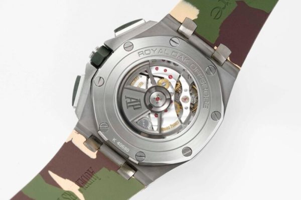 Audemars Piguet Royal Oak Offshore Chronograph 26400SO Beige Dial Green Ceramic Bezel Rubber Best Replica APF 44mm - Image 8