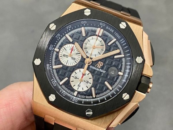 Audemars Piguet Royal Oak Offshore Chronograph 26400RO Rose Gold Ceramic Bezel Black Dial Best Replica APF 44mm - Image 2