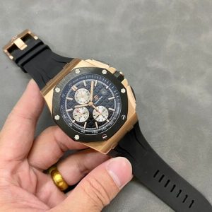 Audemars Piguet Royal Oak Offshore Chronograph 26400RO Rose Gold Ceramic Bezel Black Dial Best Replica APF 44mm