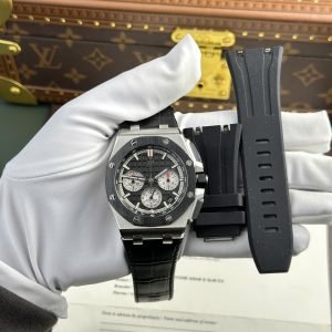 Audemars Piguet Royal Oak Offshore Chronograph 26420SO Black Dial Leather Strap Best Replica 43mm