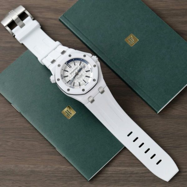 Audemars Piguet Royal Oak Offshore Diver 15707CB White Dial White Ceramic Rubber Best Replica APSF 42mm - Image 2