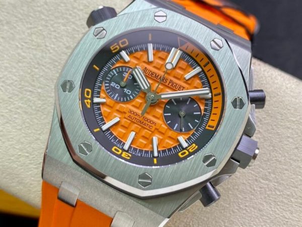 Audemars Piguet Royal Oak Offshore Diver Chronograph 26703ST Orange Dial Orange Rubber Best Replica JHF 42mm - Image 3