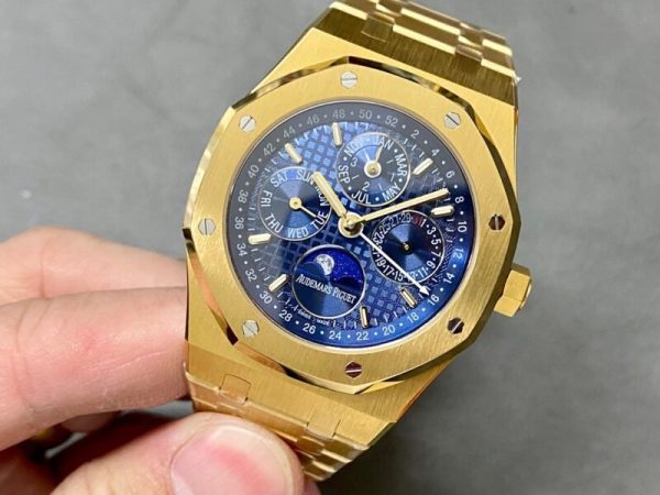 Audemars Piguet Royal Oak Perpetual Calendar 26574BA Yellow Gold Blue Dial Best Replica 41mm - Image 3