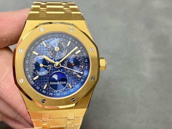 Audemars Piguet Royal Oak Perpetual Calendar 26574BA Yellow Gold Blue Dial Best Replica 41mm - Image 4