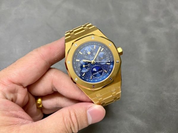 Audemars Piguet Royal Oak Perpetual Calendar 26574BA Yellow Gold Blue Dial Best Replica 41mm