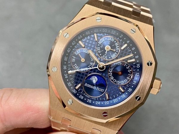 Audemars Piguet Royal Oak Perpetual Calendar 26574OR Rose Gold Blue Dial Best Replica 41mm - Image 3