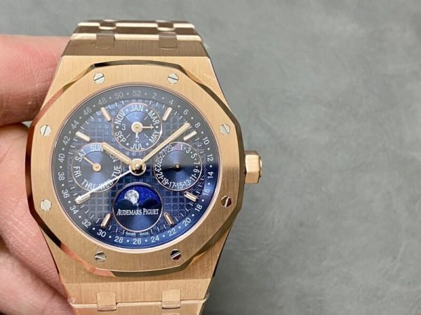 Audemars Piguet Royal Oak Perpetual Calendar 26574OR Rose Gold Blue Dial Best Replica 41mm - Image 4