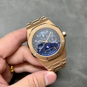 Audemars Piguet Royal Oak Perpetual Calendar 26574OR Rose Gold Blue Dial Best Replica 41mm