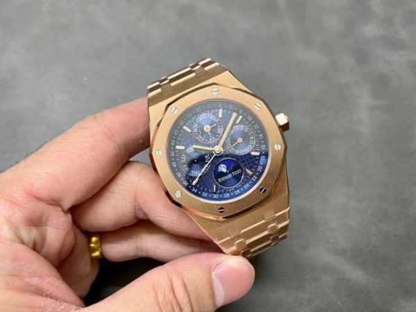 Audemars Piguet Royal Oak Perpetual Calendar 26574OR Rose Gold Blue Dial Best Replica 41mm