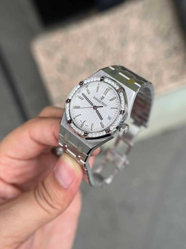 Audemars Piguet Royal Oak Lady White Dial Diamond Bezel Replica 34mm - Image 5