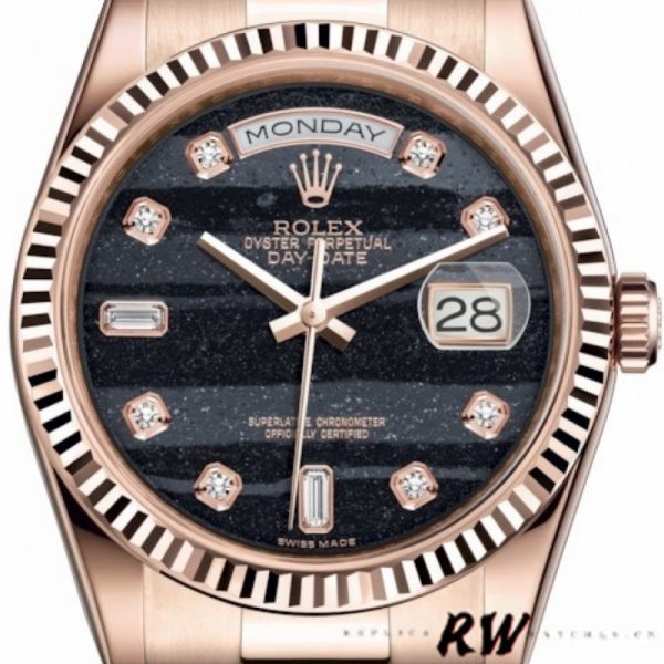 Rolex Day-Date 118235 Everose Gold Diamond Ferrite Dial 36mm Unisex Replica Watch - Image 2