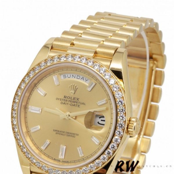 Rolex Day-Date 228398TBR Champagne Diamond Dial Diamond Bezel 40mm Mens Replica Watch - Image 2