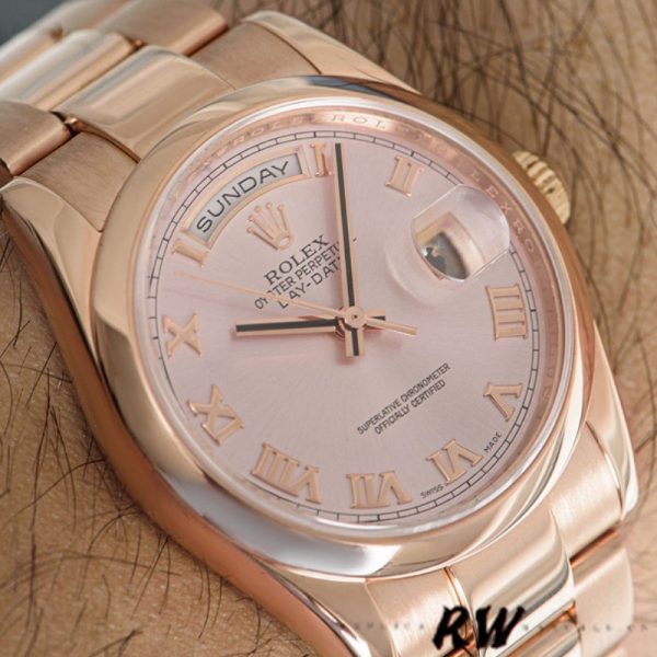 Rolex Day-Date 118205 Rose Gold Pink dial 36mm Unisex Replica Watch - Image 2