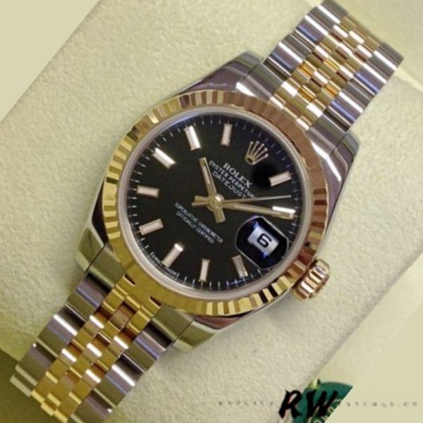 Rolex Datejust 179173 Black Index Dial Fluted Bezel 26MM Lady Replica Watch - Image 2