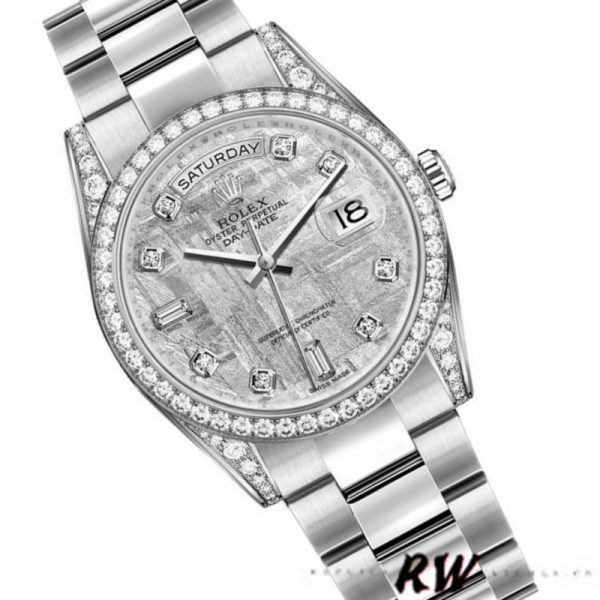 Rolex Day-Date 118389 White Gold Meteorite Grey Dial 36MM Unisex Replica Watch - Image 2