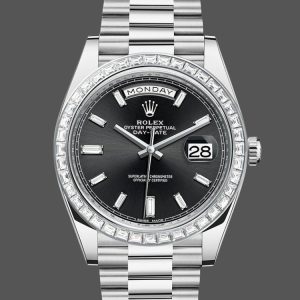 Rolex Day-Date 228396TBR Black Dial Diamond Bezel 40mm Mens Replica Watch