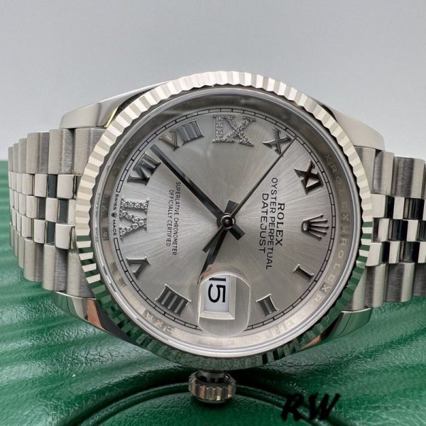 Rolex Datejust 126234 Silver Diamond Roman Dial 36MM Unisex Replica Watch - Image 4