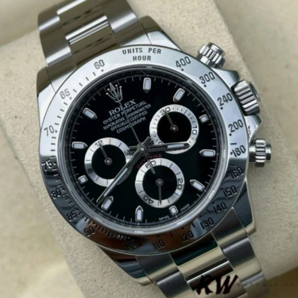 Rolex Daytona 116520 Stainless Steel Case Black Dial 40MM Mens Replica Watch - Image 2