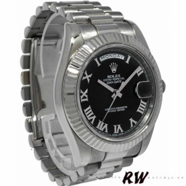 Rolex Day-Date 218239 Black Roman Numerals Dial White Gold 41MM Mens Replica Watch - Image 2