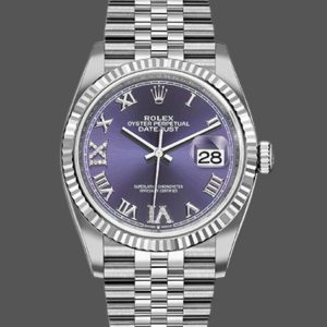 Rolex Datejust 126234 Fluted Bezel Aubergine Dial 36MM Unisex Replica Watch