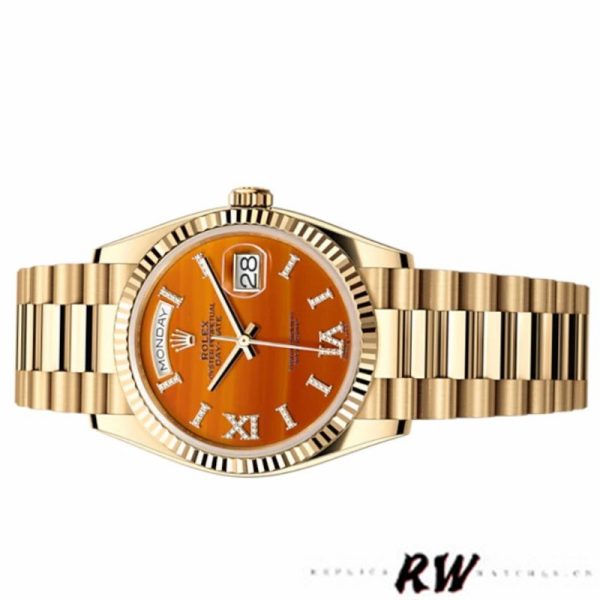 Rolex Day-Date 128238 Fluted Bezel Carnelian dial 36MM Unisex Replica Watch - Image 4