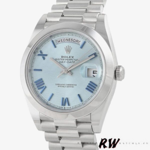 Rolex Day-Date 228206 Ice Blue Quadrant Dial Platinum 40MM Mens Replica Watch - Image 4