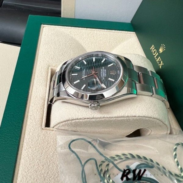 Rolex Datejust 126334 Fluted Bezel Green Motif Dial 41MM Mens Replica Watch - Image 4