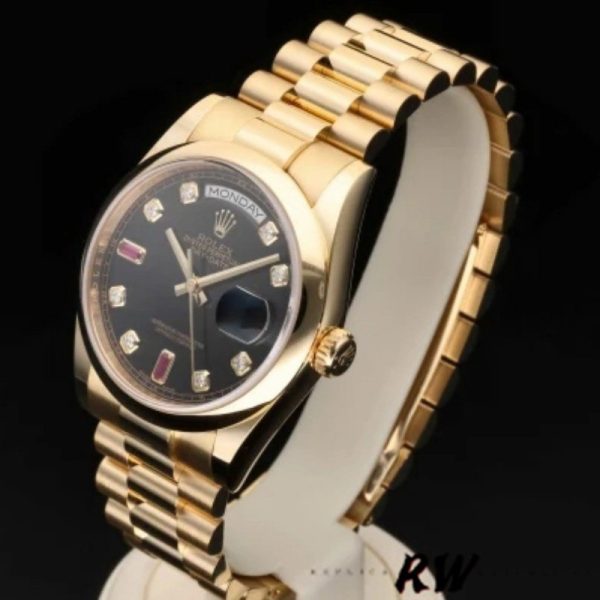 Rolex Day-Date 118208 Black Diamond Dial 36mm Unisex Replica Watch - Image 3