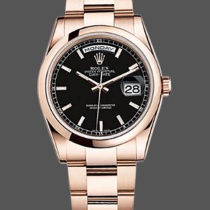 Rolex Day Date 118205 Black Dial Rose Gold 36mm Unisex Replica Watch