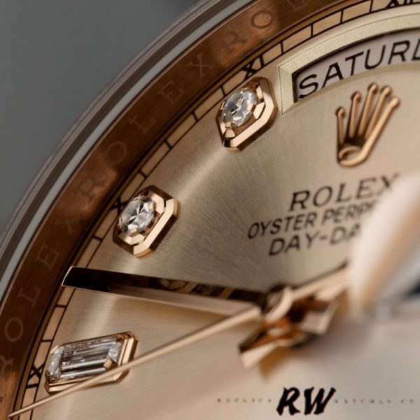 Rolex Day-Date 118235 Rose Gold Champagne Diamond Dial 36mm Unisex Replica Watch - Image 3