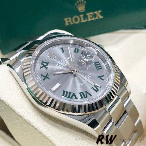 Rolex Datejust 126334 Fluted Bezel Grey Wimbledon Dial 41MM Mens Replica Watch - Image 3