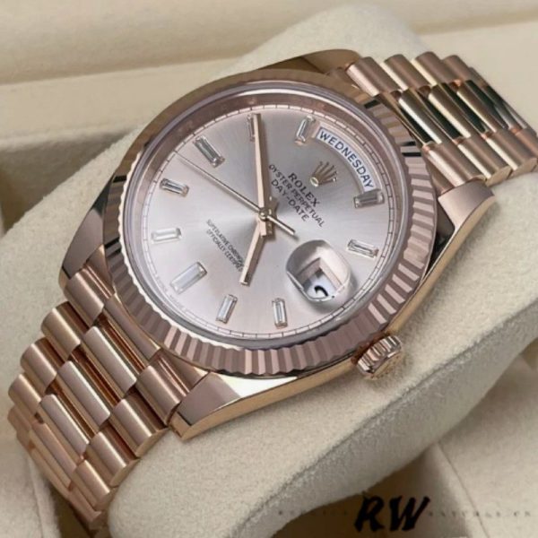 Rolex Day-Date 228235 Sundust Index Dial Fluted Bezel 40mm Mens Replica Watch - Image 2