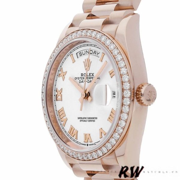 Rolex Day-Date 128345RBR White Dial Everose Gold 36MM Unisex Replica Watch - Image 4