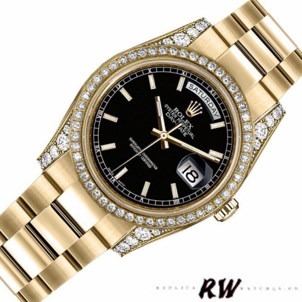 Rolex Day-Date 118388 Yellow Gold Black Index Dial 36mm Unisex Replica Watch - Image 3