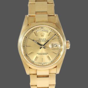 Rolex Day-Date 118208 champagne dial with gold indexes 36mm Unisex Replica Watch