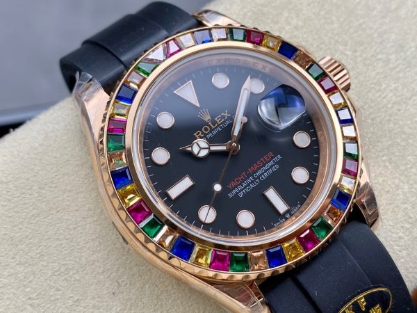 Rolex Yacht Master 116695 Black Rubber Strap Black Dial 40MM Mens Replica Watch - Image 4