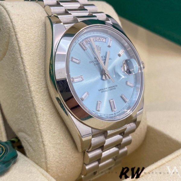 Rolex Day-Date 228206 Ice Blue Dial Platinum 40MM Mens Replica Watch - Image 2