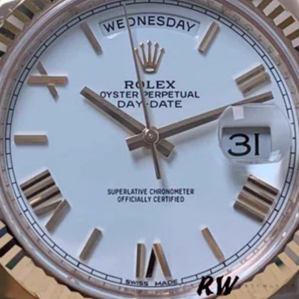 Rolex Day-Date 228235 White Roman Numeral Dial Fluted Bezel 40mm Mens Replica Watch - Image 2