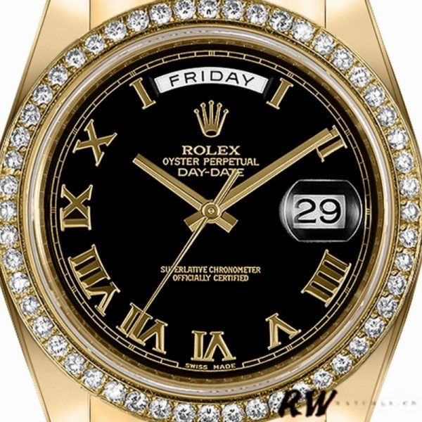 Rolex Day-Date 218348 Black Roman Dial 41MM Mens Replica Watch - Image 2
