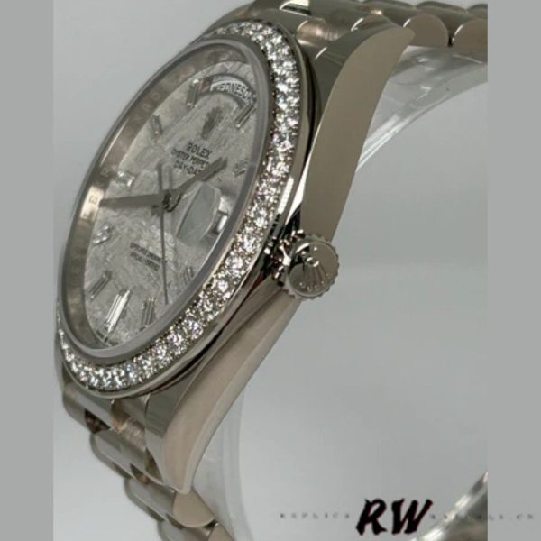 Rolex Day-Date 228349RBR Meteorite Dial Diamond Bezel 40mm Mens Replica Watch - Image 4