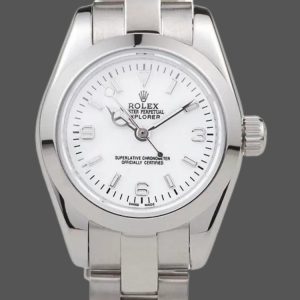 Rolex Explorer Polished 98088 Stainless Steel White Dial 26MM Lady Replica Watch