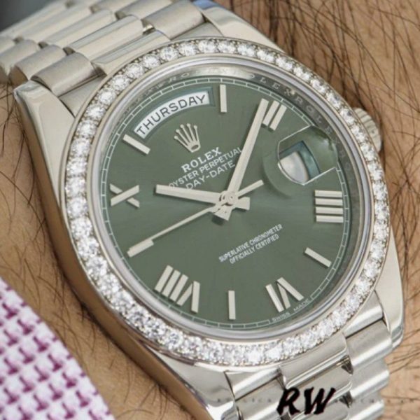 Rolex Day-Date 228349RBR Green Roman Dial Diamond Bezel 40mm Mens Replica Watch - Image 2