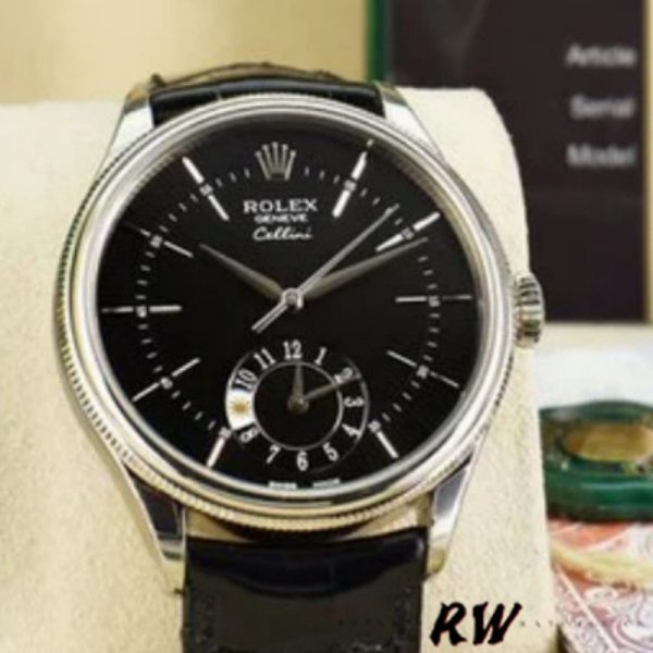 Rolex Cellini Dual Time 50529 Black Guilloche Dial 39mm Mens Replica Watch - Image 2