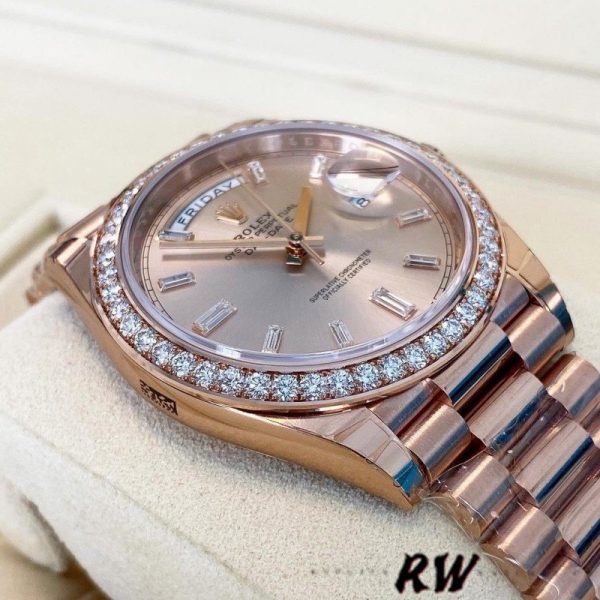 Rolex Day-Date 228345RBR Sundust Diamond Dial Diamond Bezel 40mm Mens Replica Watch - Image 3