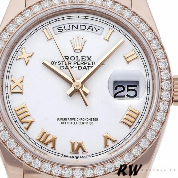 Rolex Day-Date 128345RBR White Dial Everose Gold 36MM Unisex Replica Watch - Image 2