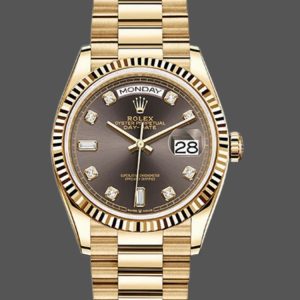 Rolex Day-Date 128238 Fluted Bezel Dark Grey Dial 36MM Unisex Replica Watch