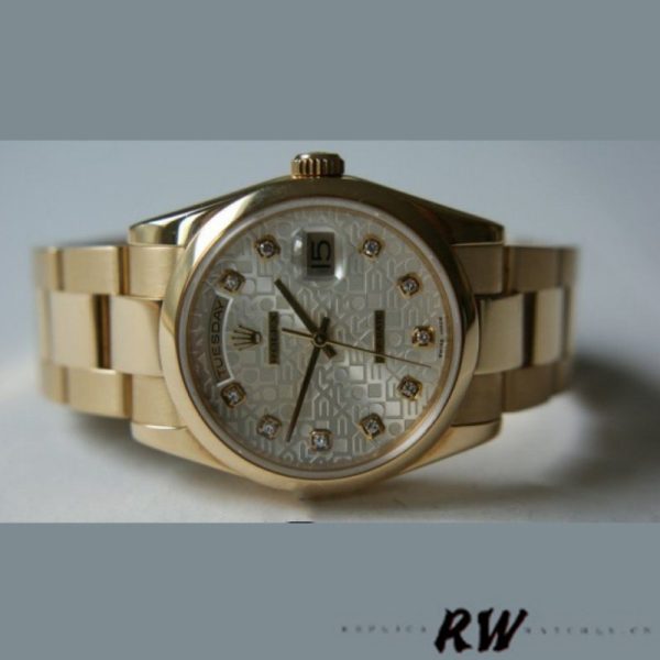Rolex Day-Date 118208 Silver Diamond Jubilee Dial 36mm Unisex Replica Watch - Image 4