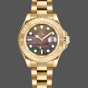 Rolex Yacht Master 169628 Yellow Gold Black MOP Dial 29MM Lady Replica Watch
