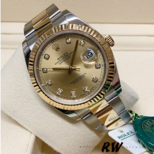 2022 Rolex Datejust Champagne Diamond Dial Two Tone M126333-0012 41mm Mens Replica Watch - Image 3