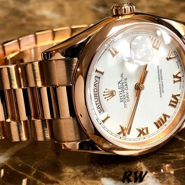 Rolex Day-Date 118205 Everose Gold White Dial 36mm Unisex Replica Watch - Image 3